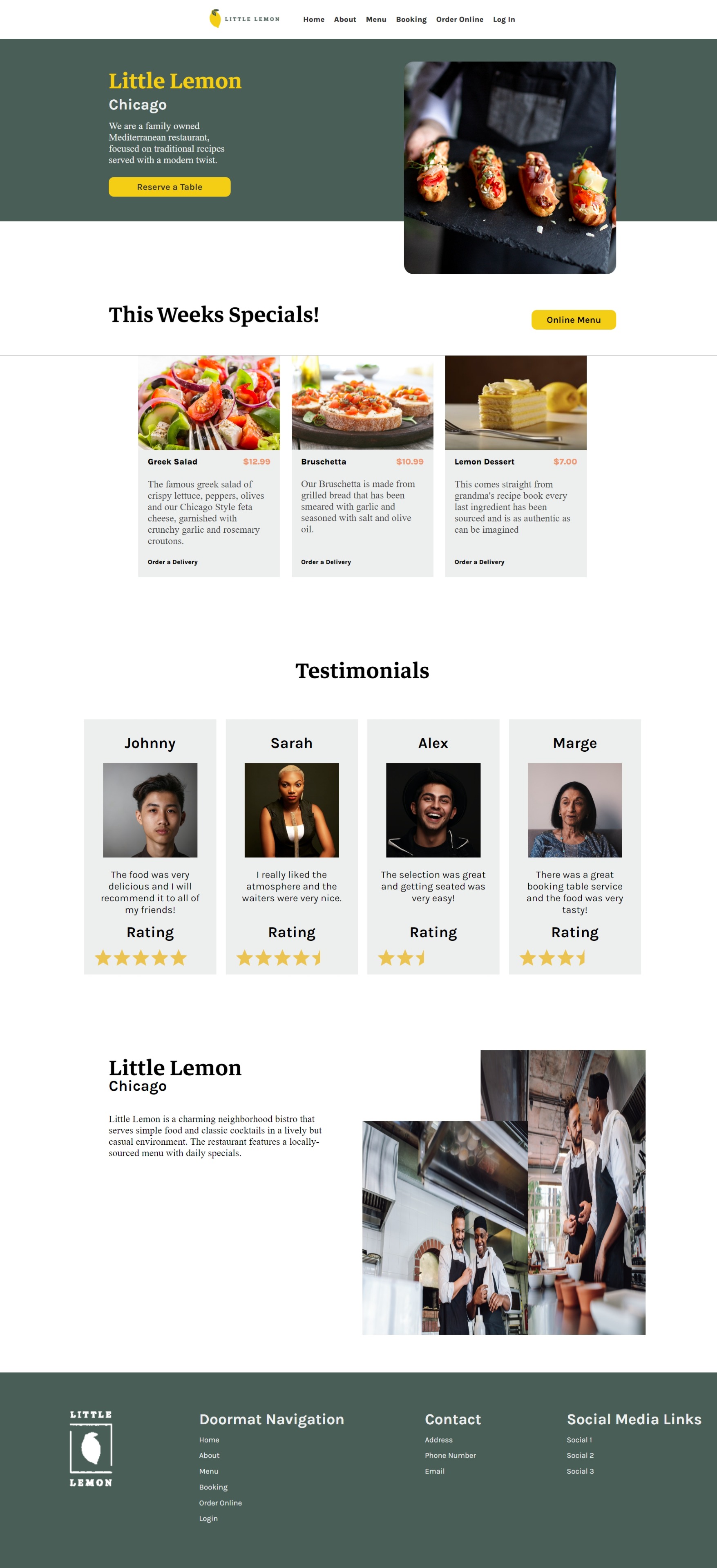 Little Lemon Restaurant Homepage screenshot